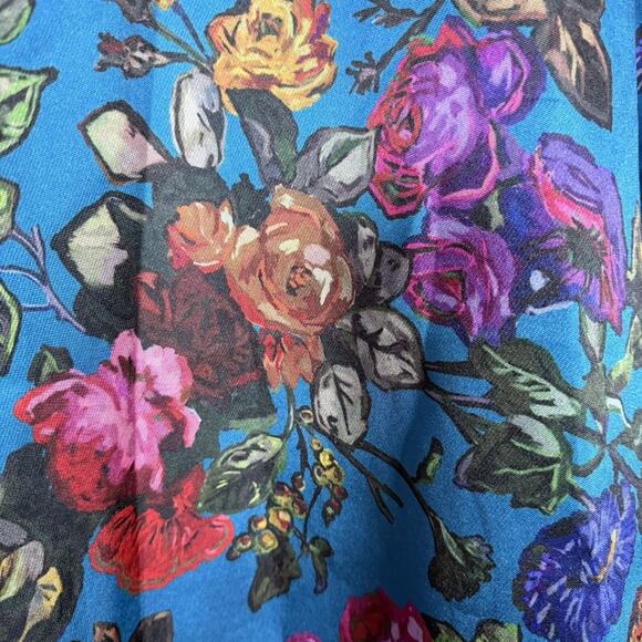 Theia Tabitha Long Sleeve Gown Dress Women's Size 4 Floral Navy Blue - Picture 5 of 14